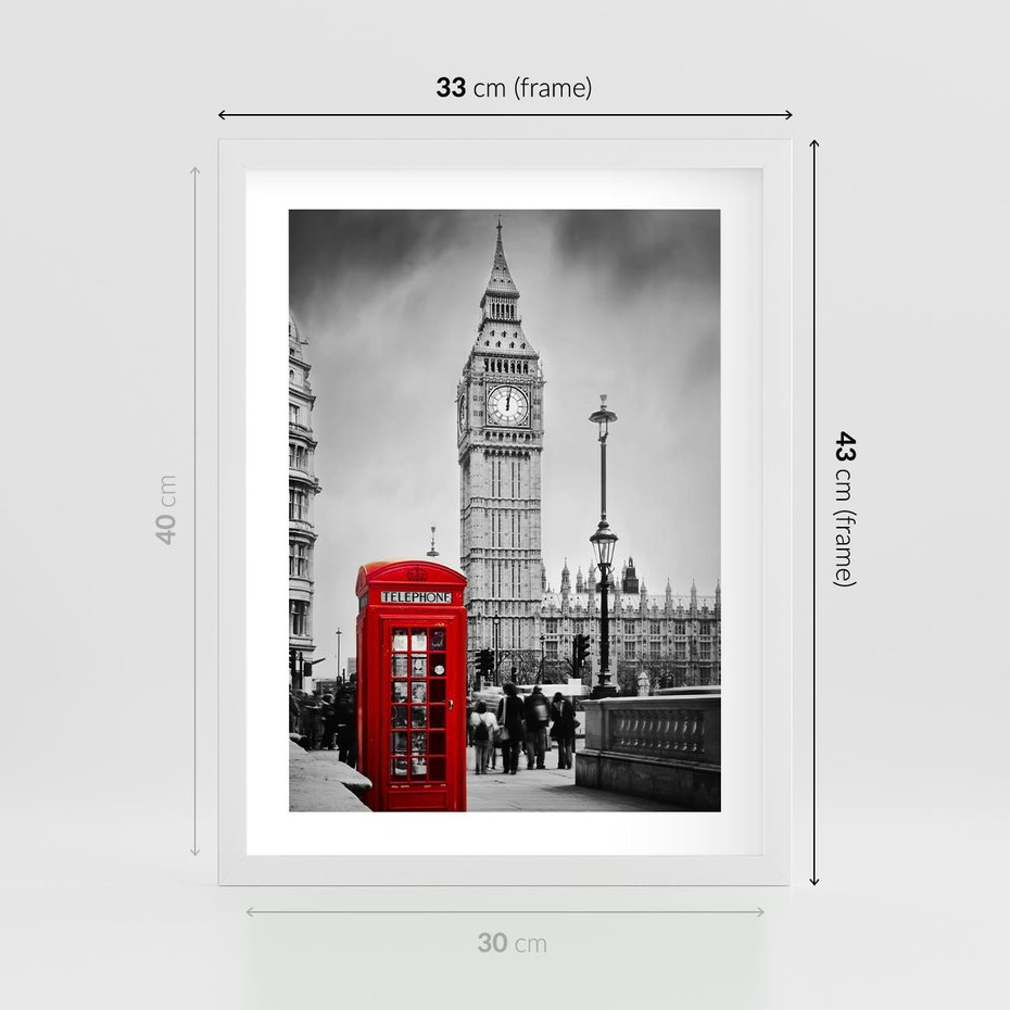 Plakat w ramie 30x40 - Ikoniczny Big Ben w Londynie - Big Ben, Londyn - rama biała