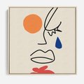 Obraz w ramie 50x50 - Impresje Plam - abstrakcyjny obraz, przypomina twarz - rama drewno