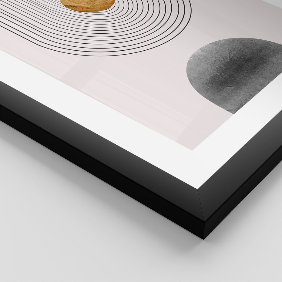 Zestaw obrazy w ramie 50x70 galeria - Złote, geometryczne, nowoczesne - rama czarna