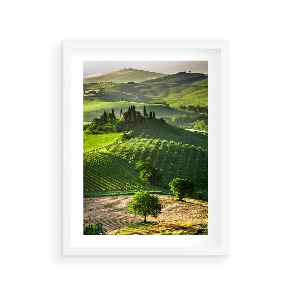 Plakat w ramie 30x40 - Pejzaż Widoczek - widoczek, pejzaż - rama biała