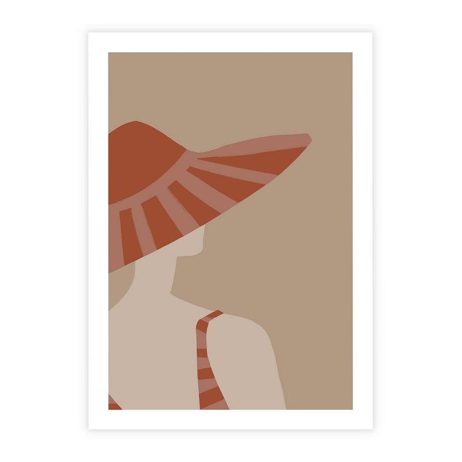 Plakat bez ramy 40x50 - Kobiecy Portret - plakat retro, kobieta w kapeluszu