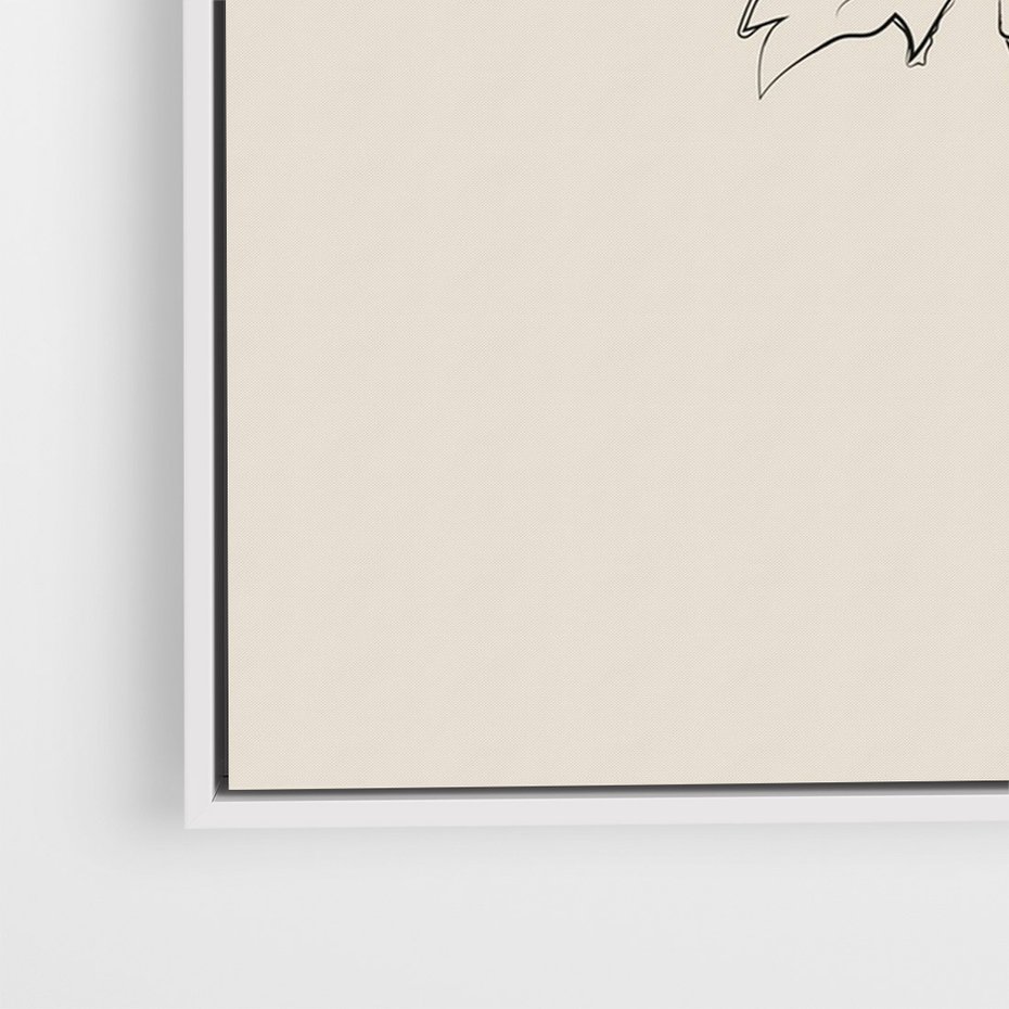 Obraz w ramie 50x70 - Przenikający Dialog - szkic kwiatu, mnimalistyczny szkic - rama biała