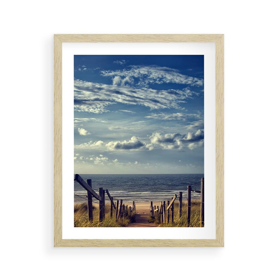 Plakat w ramie 40x50 - Plaża i morze - plaża, morze - rama drewno
