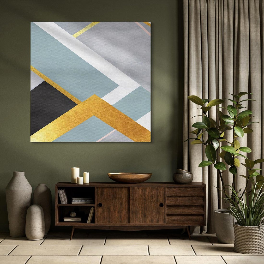 Obraz na płótnie 50x50 - Geometryczne Elementy - geometryczne kształty, elementy złota