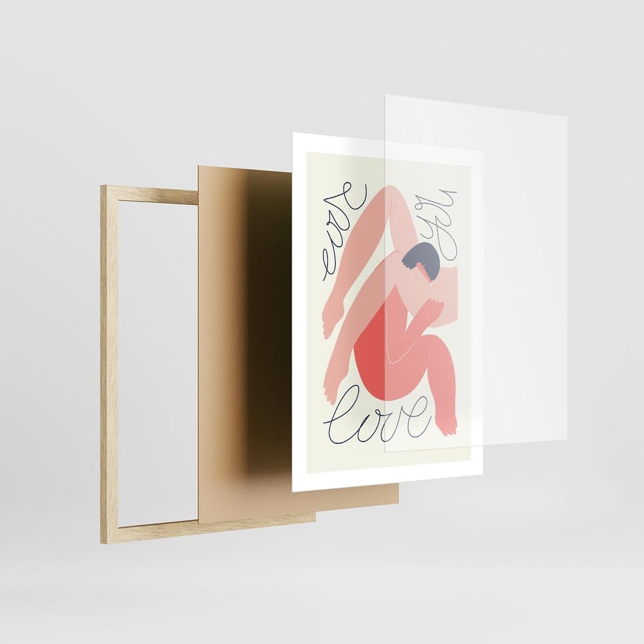 Plakat w ramie 50x70 - Dźwięk ciszy na płótnie - para zakochanych, graficzny obraz - rama drewno