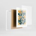 Plakat w ramie 50x70 - Impulsy Kreatywności - abstrakcyjne żółte kwiaty, kompozycja - rama biała
