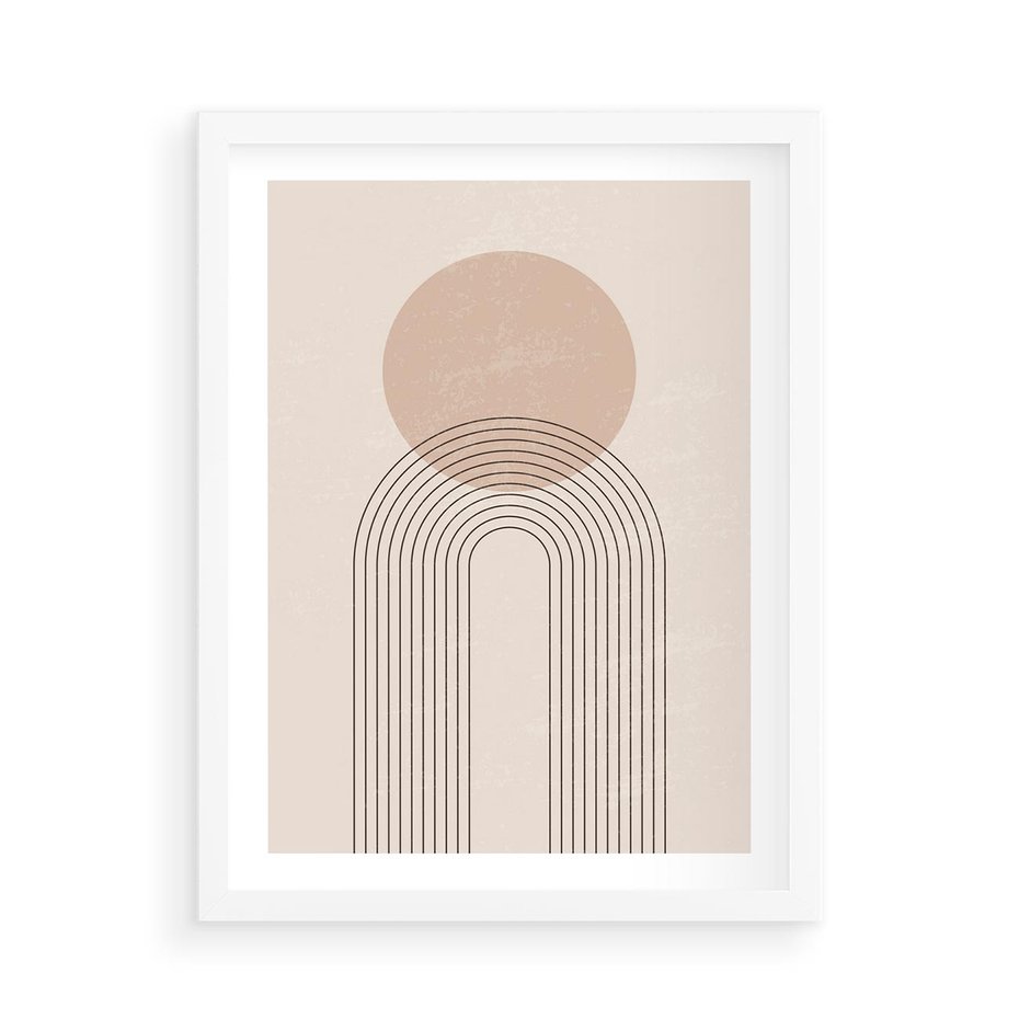 Plakat w ramie 50x70 - Konturem Zdefiniowane - boho plakat, minimalizm - rama biała