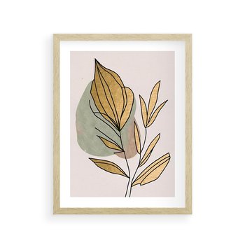 Plakat w ramie 30x40 - Rozkwitające Wnętrza Światła - abstrakcyjny obraz boho, liście - rama drewno