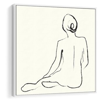 Obraz w ramie 50x50 - Akt w Minimalizmie - kobieta akt, minimalizm - rama biała
