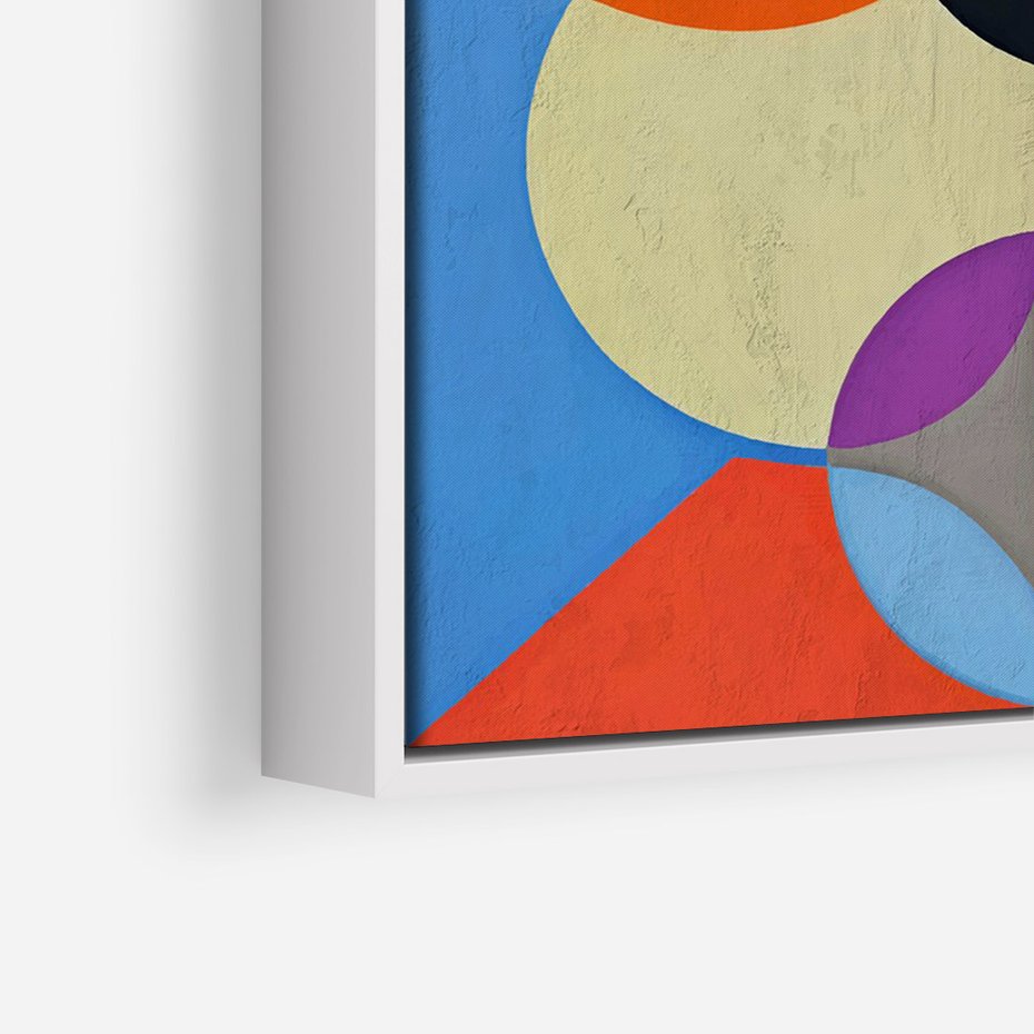 Obraz w ramie 70x100 - Tajemnicze Odbicia Czasu - abstrakcyjne geometryczne kształty, olejny obraz - rama biała