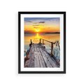 Plakat w ramie 30x40 - Zachód nad jeziorem z pomostem - pomost, jezioro - rama czarna
