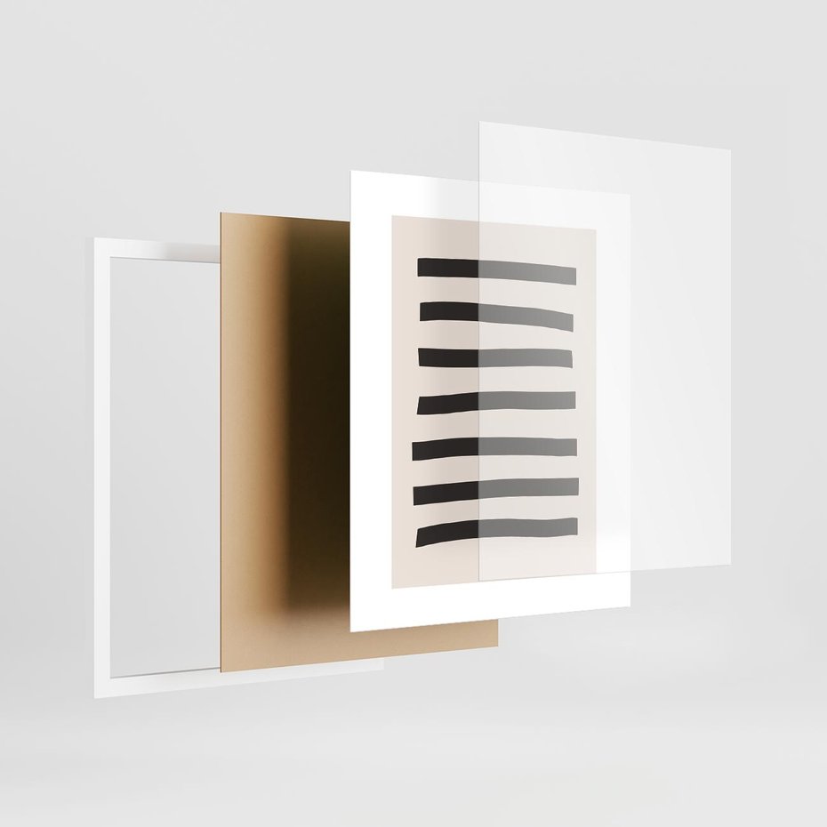 Plakat w ramie 40x50 - Strukturalna Rewolucja Form - minimalizm, czarne pasy - rama biała