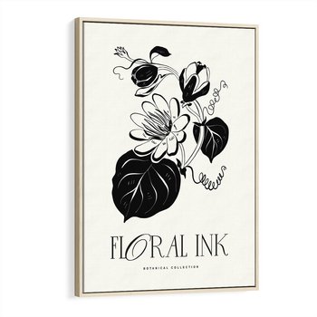 Obraz w ramie 80x120 - Odbicie kwiatowych chwil - kwiaty, typografia - rama drewno