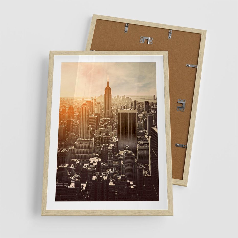 Plakat w ramie 50x70 - Nowojorska Skyline - Manhattan, Nowy Jork - rama drewno