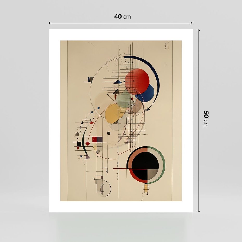 Plakat bez ramy 40x50 - Impulsy Wydobyte z Cienia - abstrakcyjna geometryczna kompozycja, koła linie