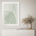 Plakat w ramie 30x40 - Migotliwa Spokojna Zieleń - zielony plakat, abstrakcyjne splątane linie - rama biała