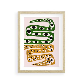 Plakat w ramie 40x50 - Mroczne Wypaczenia - abstrakcyjny obraz, dziwne kształty - rama drewno