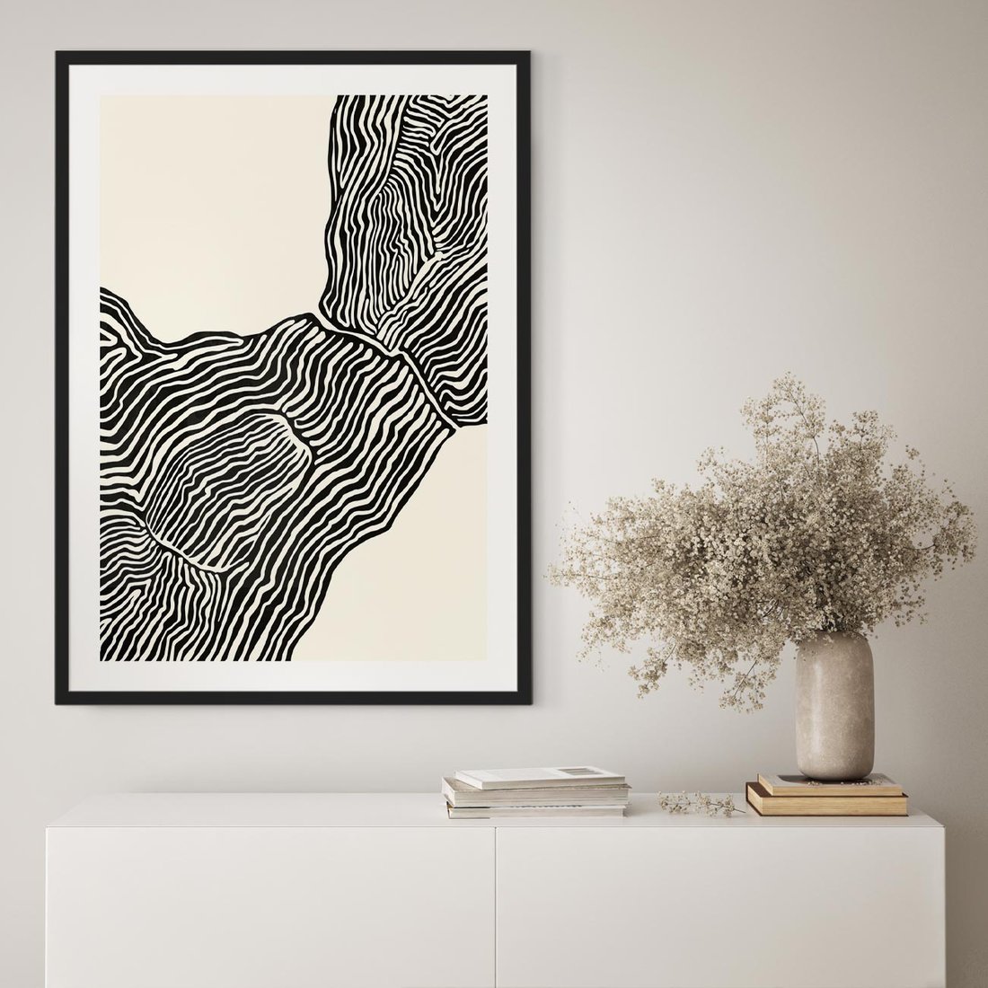 Plakat w ramie 50x70 - Migoczące Kontury - boho plakat, rycina - rama czarna