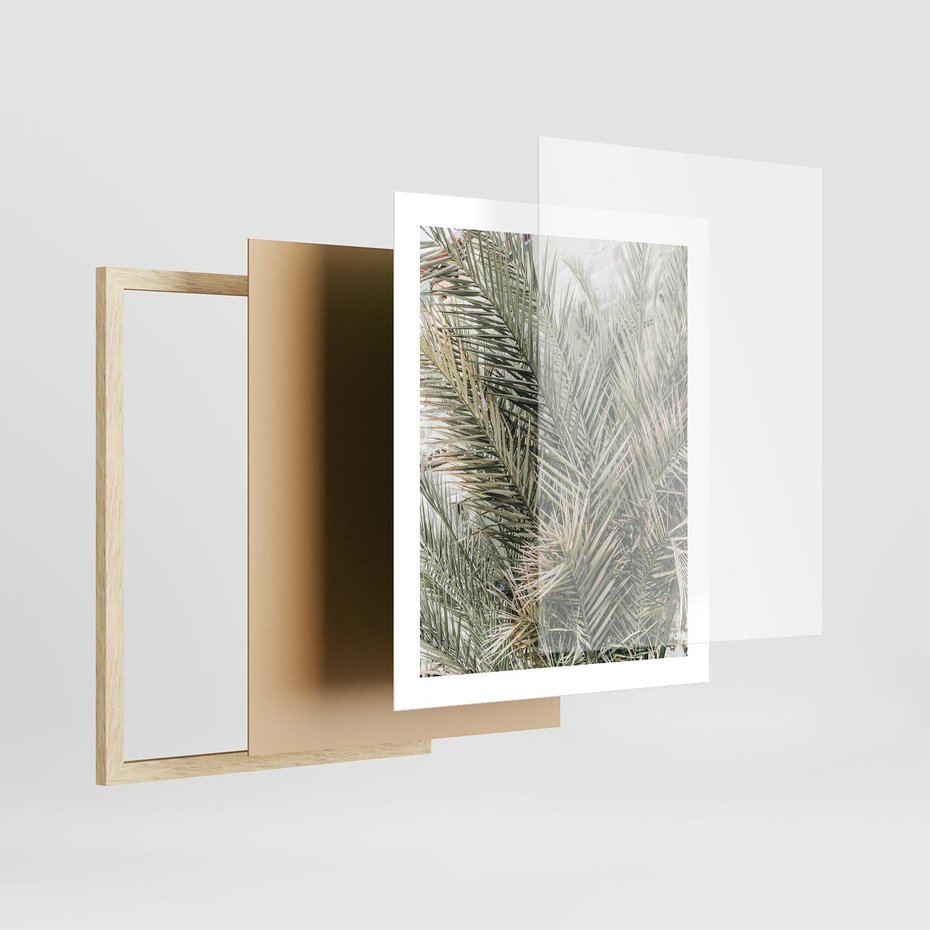 Plakat w ramie 40x50 - Egzotyczny Świat Palm - palmy, liście palmy - rama drewno