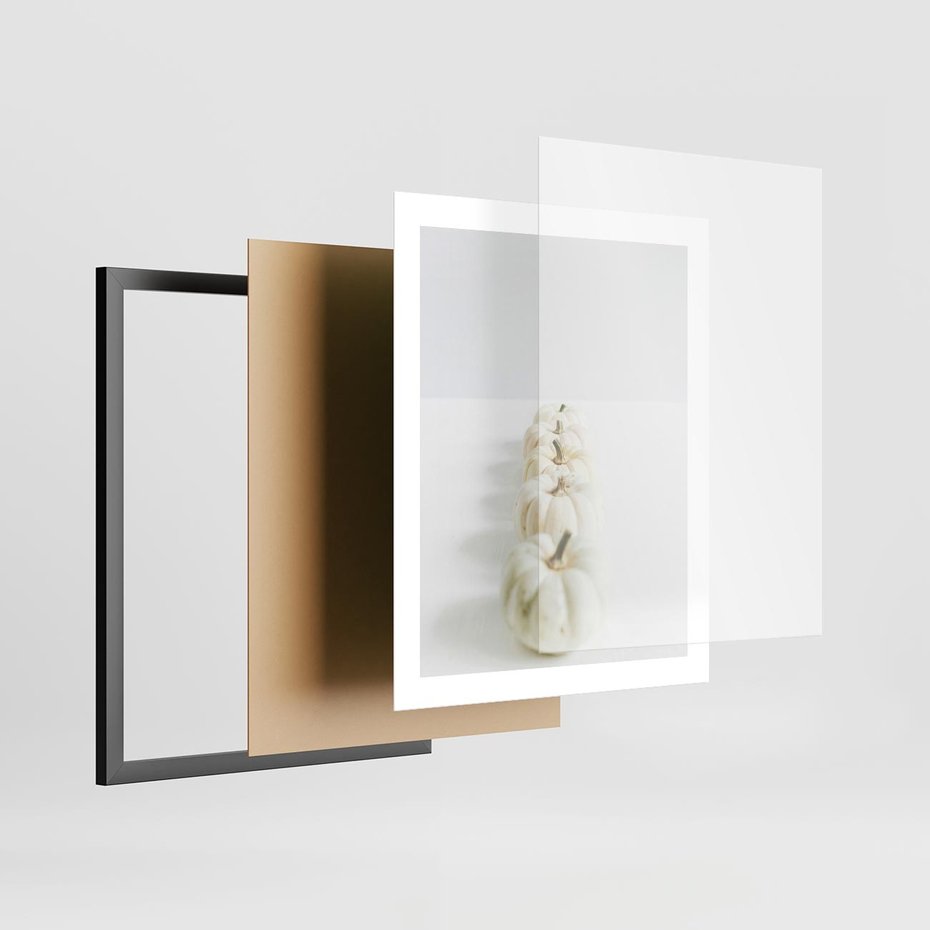 Plakat w ramie 40x50 - Białe Dynie - białe dynie, jesień - rama czarna