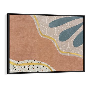 Obraz w ramie 100x70 - Tańczący w deszczu pigmentów - abstrakcyjne formy, rozlane farby - rama czarna