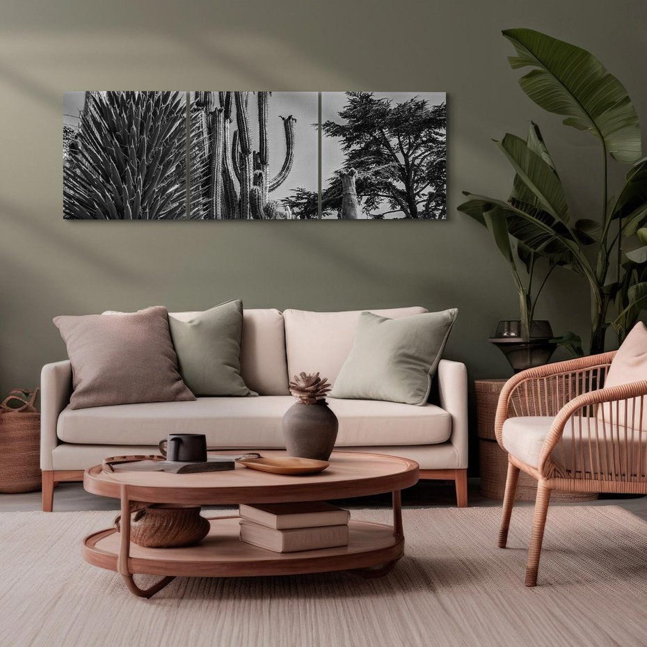 Obraz na płótnie 90x30 - Pustynny Klimat - czarno białe zdjecie, pustynia