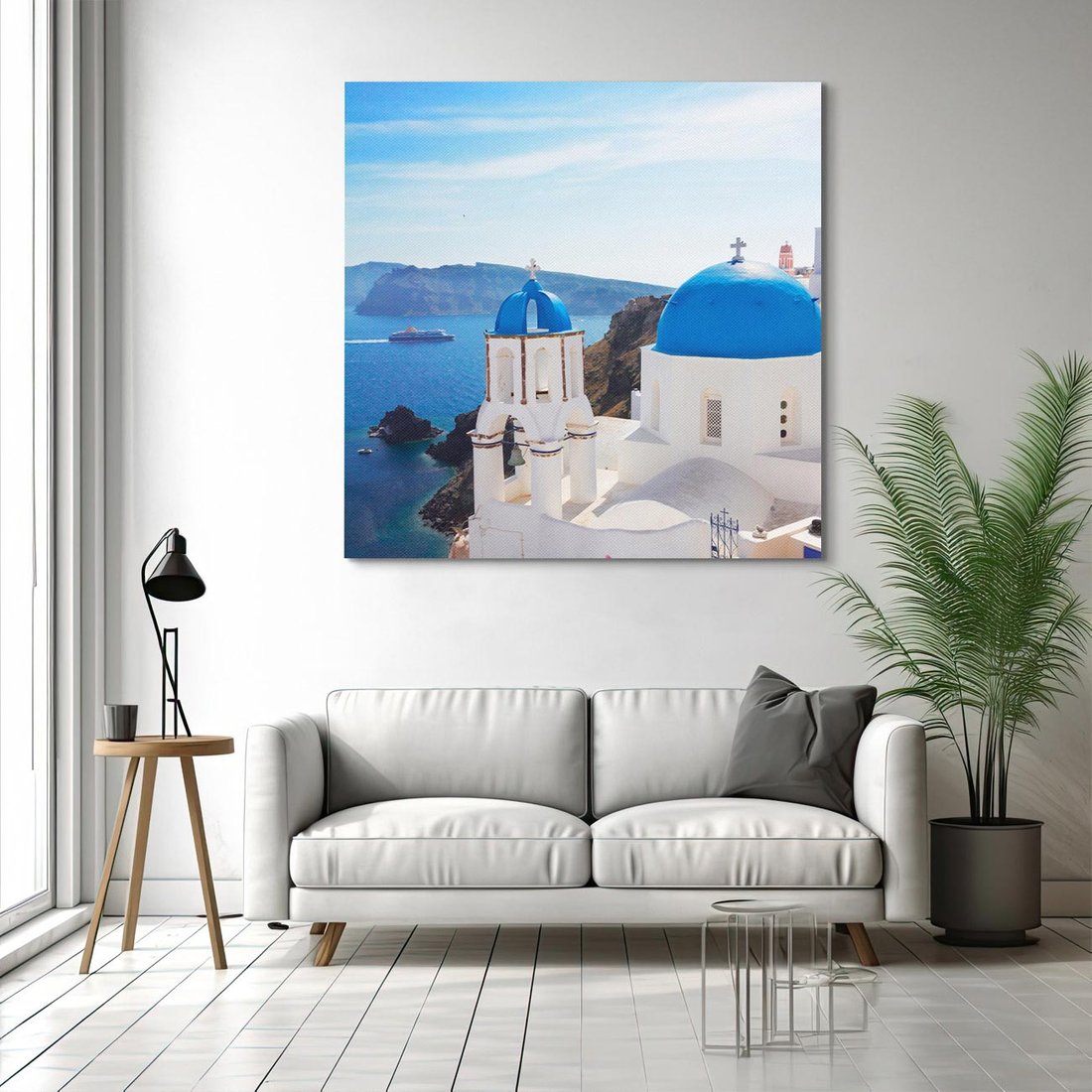 Obraz na płótnie 70x70 - Perspektywa na Santorini - Santorini, perspektywa
