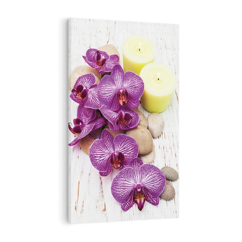 Obraz na płótnie 80x120 - Relaksujące spa w otoczeniu orchidei - spa, świece