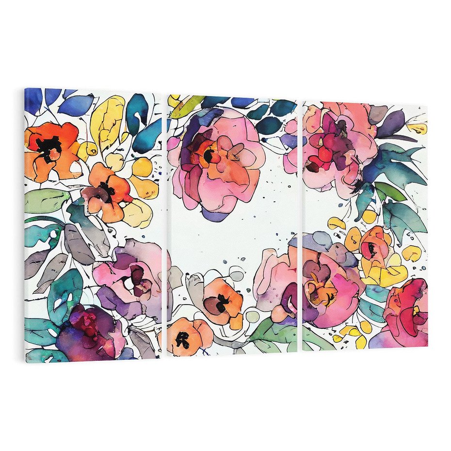 Obraz na płótnie 120x80 - Rozkwitające marzenia - akwarelowe kwiaty, kolory