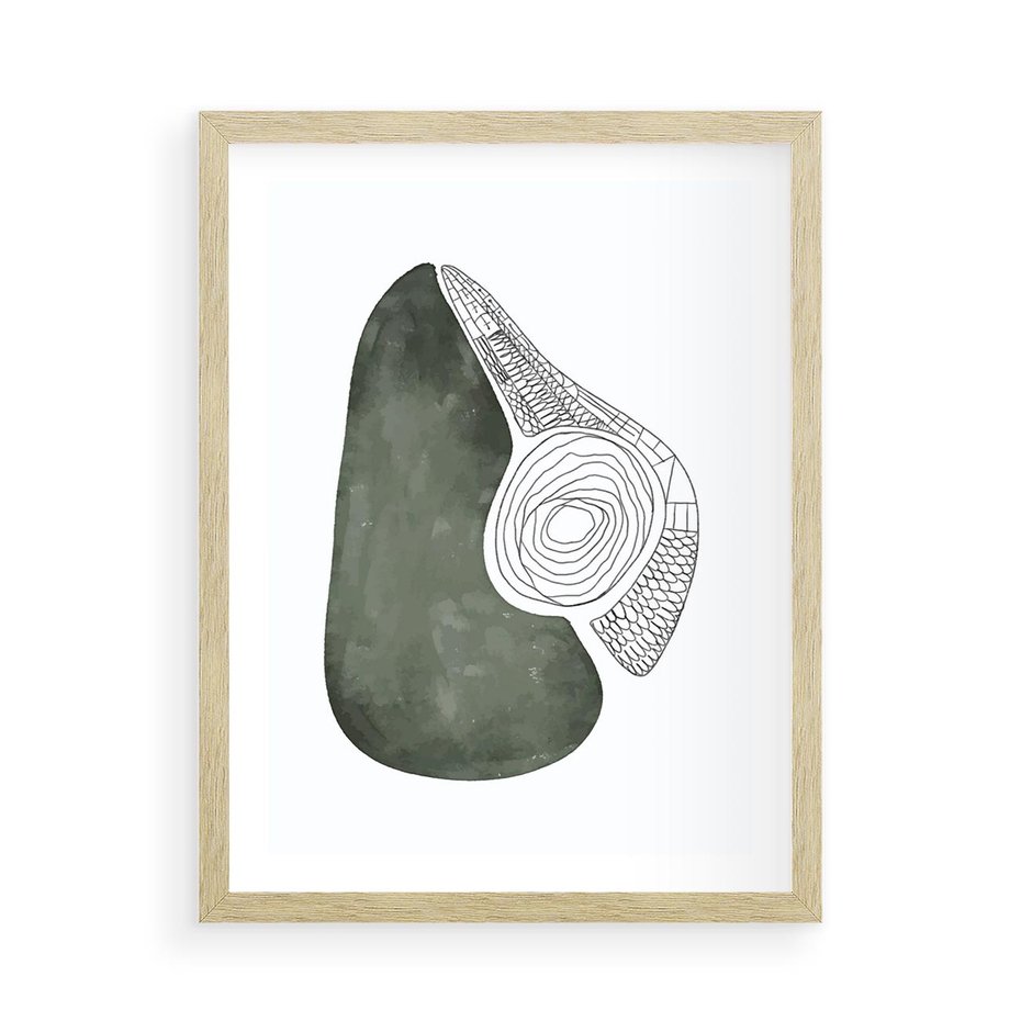 Plakat w ramie 50x70 - Owocowe Boho Inspiracje - minimalistyczny plakat, gruszka - rama drewno