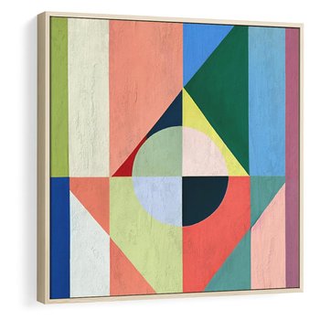Obraz w ramie 50x50 - Księga Kolorowych Wizji - różne geometryczne formy, koła - rama drewno