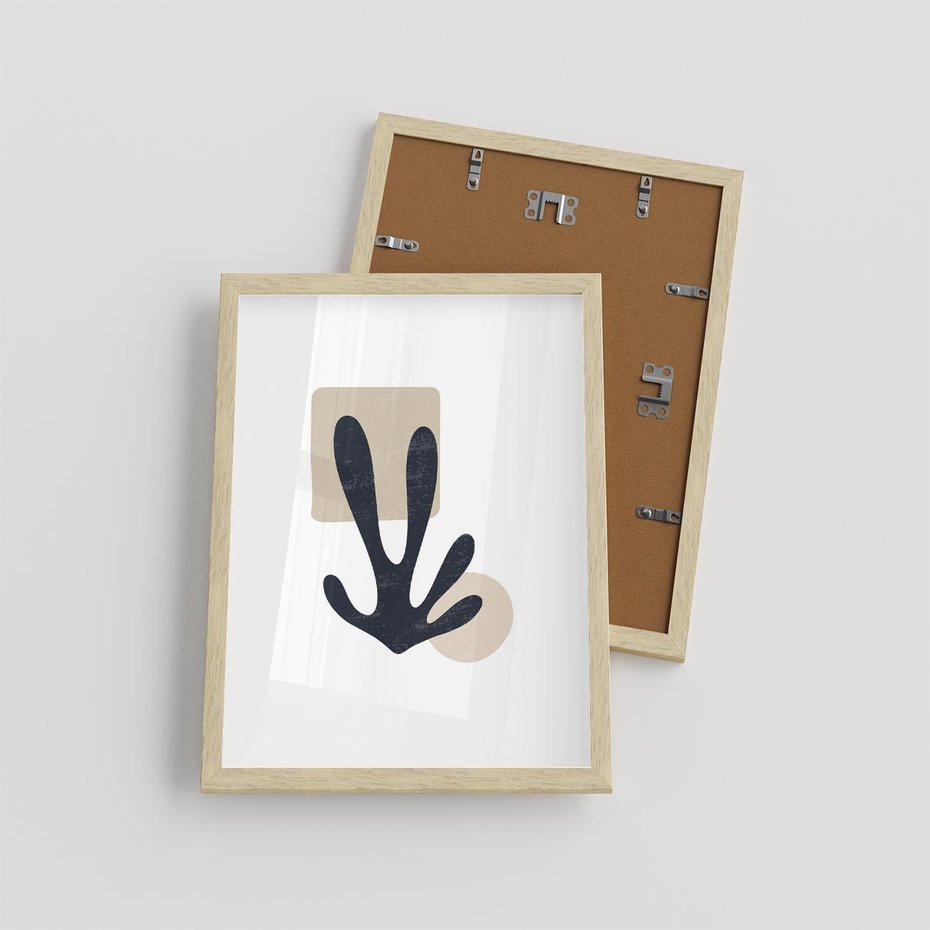 Plakat w ramie 30x40 - Granatowa Odsłona - minimalistyczna nowczesna grafika, styl matisse - rama drewno