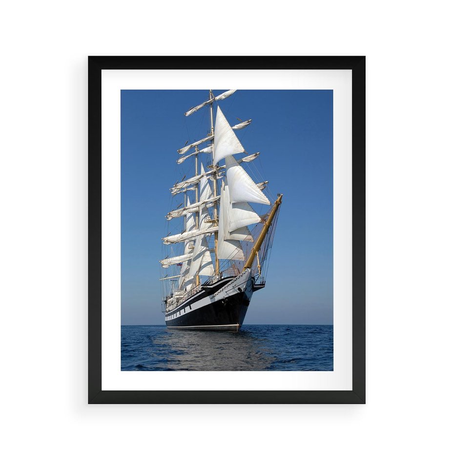 Plakat w ramie 40x50 - Podróż na Żaglowcu Przygody - żaglowiec, podróż - rama czarna