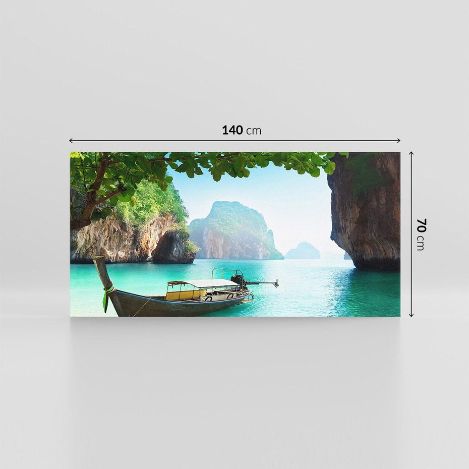 Obraz na płótnie 140x70 - Tajlandia - sielanka łodzi nad morzem - Tajlandia, łódź
