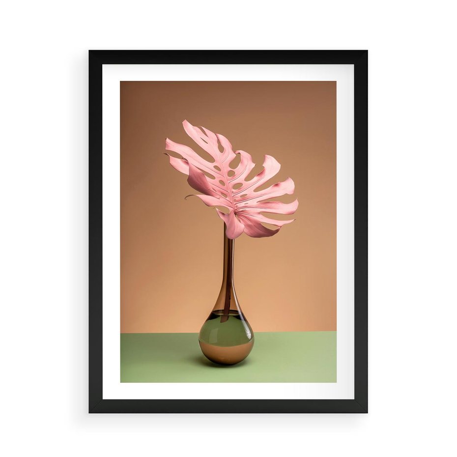 Plakat w ramie 50x70 - Wyjątkowy monstera - monstera, liść - rama czarna