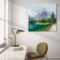 Obraz na płótnie 70x70 - Góry: Piękno nad jeziorem - góry, jezioro