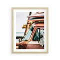 Plakat w ramie 40x50 - Surfingowa Wolność - samochód, stary van - rama drewno