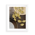 Plakat w ramie 40x50 - Magia Jesieni - złote, liście - rama biała
