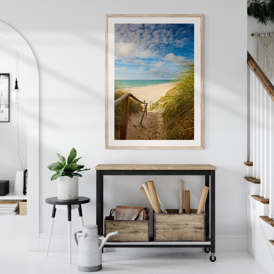 Plakat w ramie 40x50 - Spokojna plaża nad Bałtykiem - plaża, Bałtyk - rama drewno