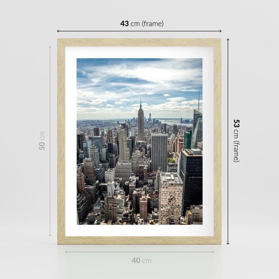 Plakat w ramie 40x50 - Duch Nowego Jorku - Manhattan, Nowy Jork - rama drewno