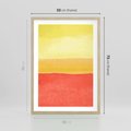Plakat w ramie 50x70 - Rozmyte Odbicia - kolorowe akwarelowe pasy, odcienie żółci i czerwieni - rama drewno