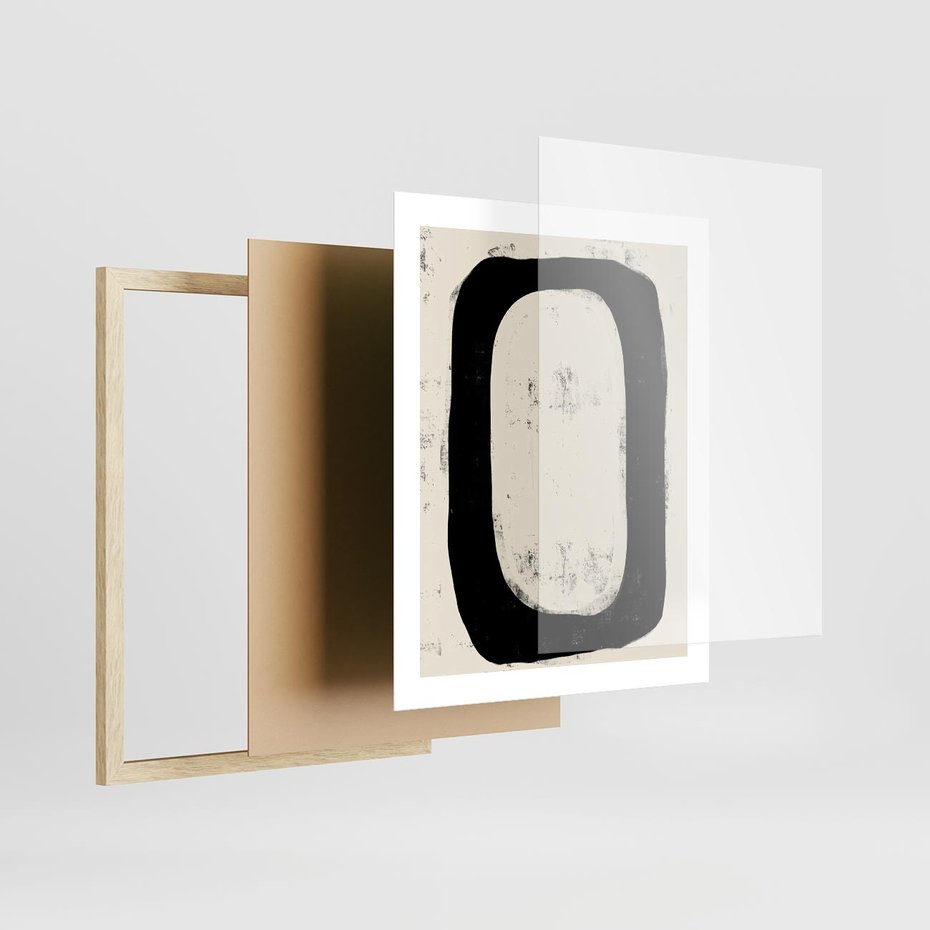 Plakat w ramie 40x50 - Wnętrza Kształtów - abstrakcja, minimalizm - rama drewno