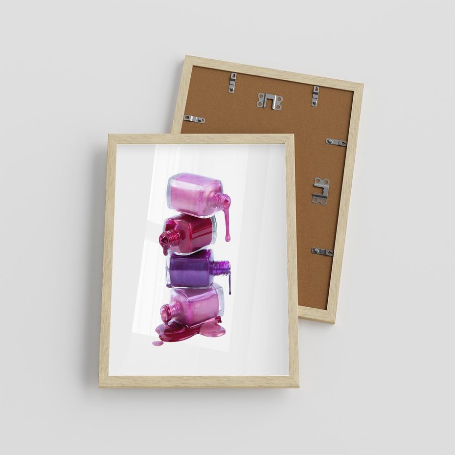 Plakat w ramie 30x40 - Kolorowe Paznokcie - lakiery, do paznokci - rama drewno