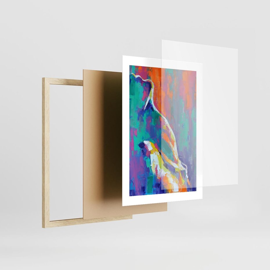 Plakat w ramie 30x40 - Olejne Wibrujące Emocje - abstrakcyjny obraz, różne kolorowe maźnięcia pędzla - rama drewno