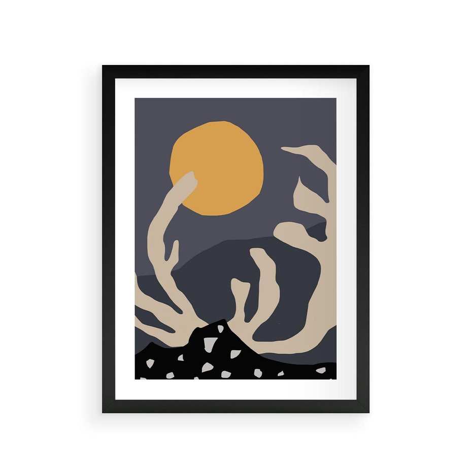 Plakat w ramie 30x40 - Tajemniczy Księżyc - nowoczesna sztuka, plakat - rama czarna