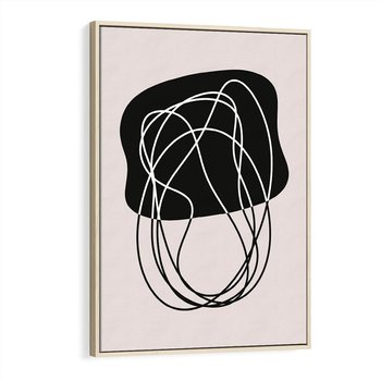 Obraz w ramie 80x120 - Abstrakcyjne Harmonie - abstrakcyjne szkicowane linie, minimalizm - rama drewno