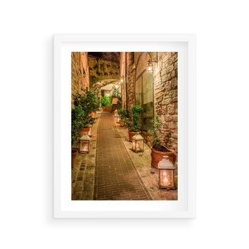 Plakat w ramie 50x70 - Perspektywa Uliczki Miejskiej - uliczka, perspektywa - rama biała