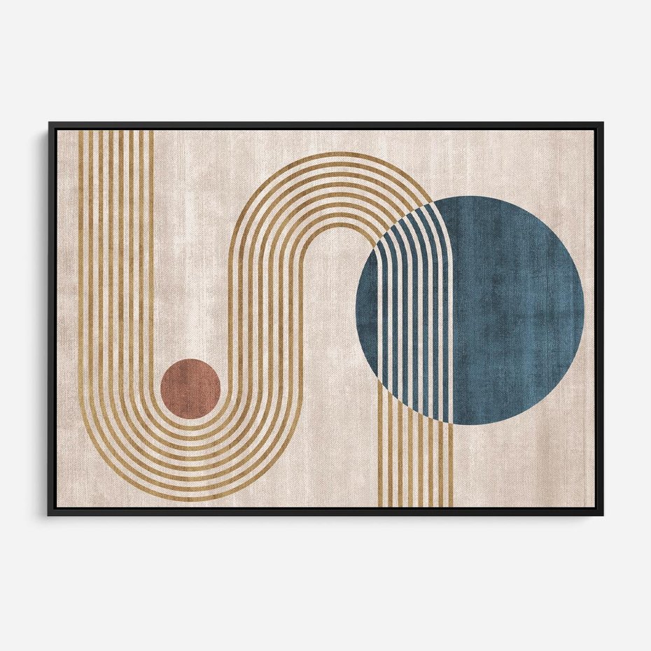 Obraz w ramie 100x70 - Melodia ukrytych snów - retro grafika, styl mid-century - rama czarna