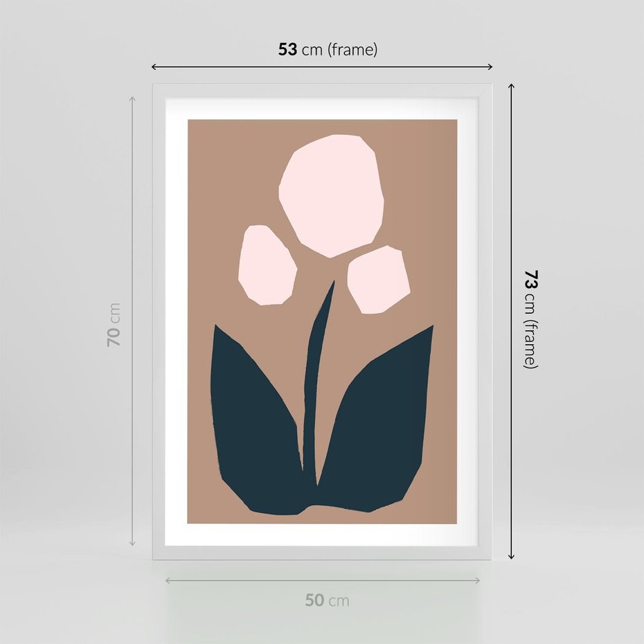 Plakat w ramie 50x70 - Refleksje Boho Przyrody - abstrakcyjny obraz, plakat - rama biała