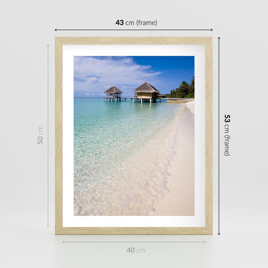 Plakat w ramie 40x50 - Rajski klimat plaży tropikalnej - plaża, tropiki - rama drewno